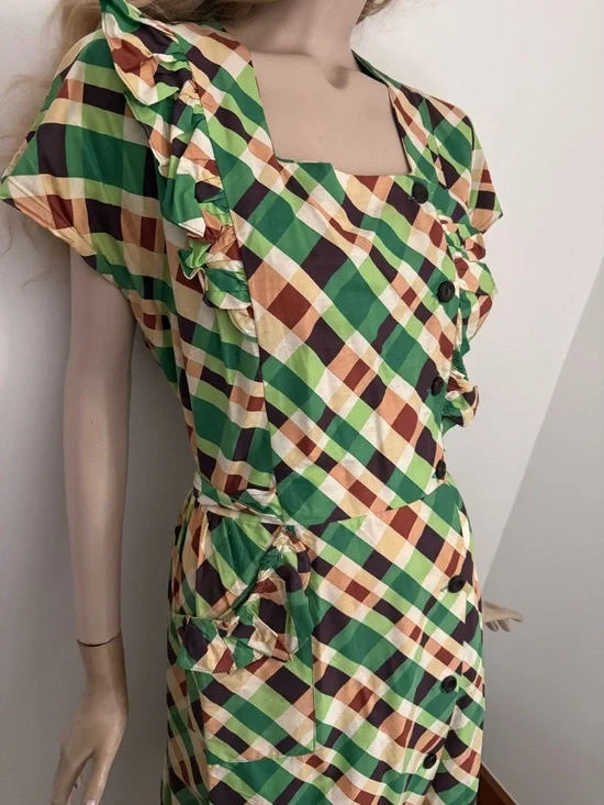 Smashing 1940s Vintage VOLUP Plus Size Cotton Day Dress - Picture 5 of 14